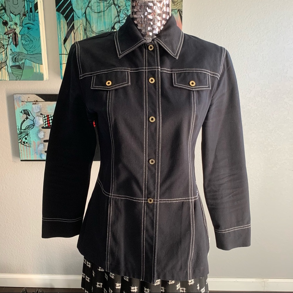 St. John Sport Black Button Up Jacket size P